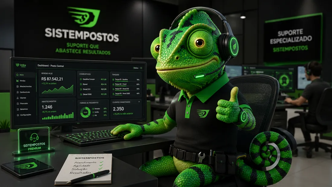 SISTO, mascote da Sistempostos, na central de suporte